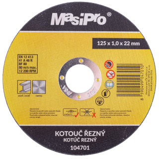 Kotouč řezný na kov a nerez 125x1x22,2mm MasiPro